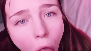 Russian girl sucks a guy's hard dick