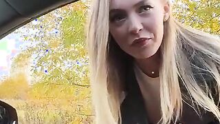 Blowjob in the car with conversations in Russian