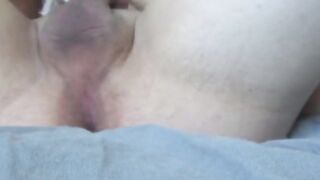 Creamy white pussy juice ran out from horny pussy all over my cock