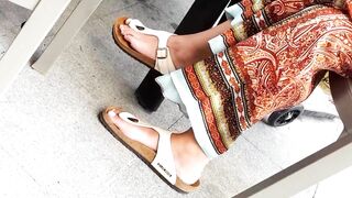 for birkens lovers, her Goddess pedicured long feets toes