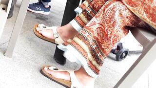 for birkens lovers, her Goddess pedicured long feets toes