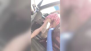 Wifey loves to flash her ass at the carwash
