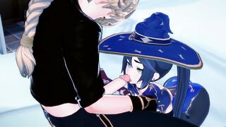 Genshin Impact - Mona Ride Aether's Dick, Lets him Cum Inside. 3D