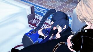 Genshin Impact - Mona Ride Aether's Dick, Lets him Cum Inside. 3D