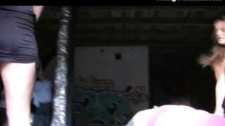 2 Young Fem Domina Girls inside Heels and Pants dominate man