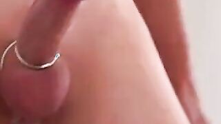 Cockrings and cum in the kitchen