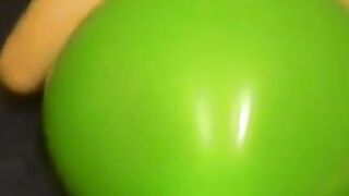 Big green balloon riding humping cum