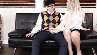 Step Daughter Catches Stepmom's New Boyfriend Jerking Off On The Couch In The Living