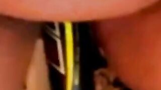 BBW Plays With a Bat Sex Toy on Webcam