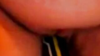 BBW Plays With a Bat Sex Toy on Webcam
