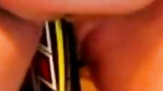 BBW Plays With a Bat Sex Toy on Webcam