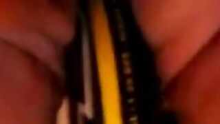 BBW Plays With a Bat Sex Toy on Webcam