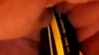 BBW Plays With a Bat Sex Toy on Webcam