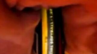 BBW Plays With a Bat Sex Toy on Webcam