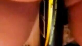 BBW Plays With a Bat Sex Toy on Webcam
