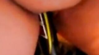 BBW Plays With a Bat Sex Toy on Webcam