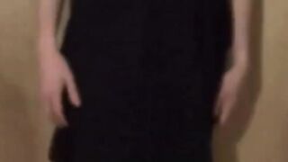 Twink Crossdresser Strips in Dress and Panties