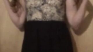 Twink Crossdresser Strips in Dress and Panties