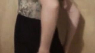 Twink Crossdresser Strips in Dress and Panties
