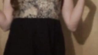 Twink Crossdresser Strips in Dress and Panties