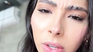 Brunette with a beautiful ass sucks cock great