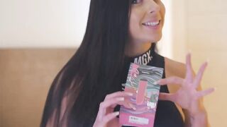 Busty brunette shows her wet pussy to a married taxi driver.