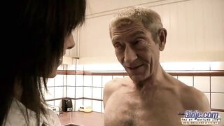 Old barely legal unshaved twat fucked by old man she rubs