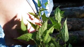 Nettle Punishment Day - Ass, boobies and snatch in outside