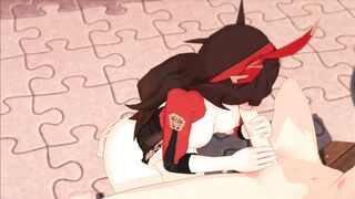 Genshin Impact - Amber gives a Fellatio, Creampie to the Face.