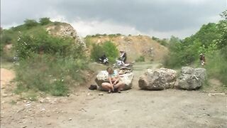 Teens college women with amazingly Goddess titties bates into a stone quarry