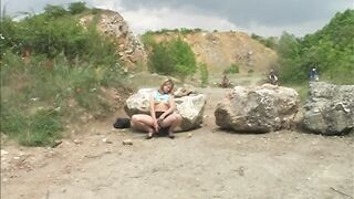 Teens college women with amazingly Goddess titties bates into a stone quarry