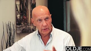 Bald grandpa tries to find 18 yo g spot for maximum pleasure