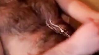 Hairy Stud Shoots Cum All Over Himself