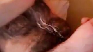 Hairy Stud Shoots Cum All Over Himself