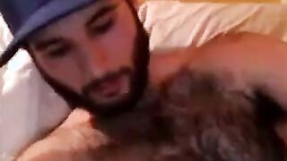Hairy Stud Shoots Cum All Over Himself