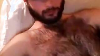 Hairy Stud Shoots Cum All Over Himself