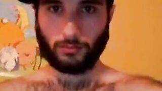 Hairy Stud Shoots Cum All Over Himself