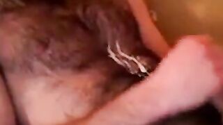 Hairy Stud Shoots Cum All Over Himself