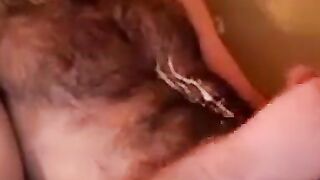 Hairy Stud Shoots Cum All Over Himself