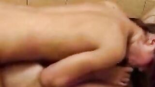 Awesome Amateur Sex in the Bathroom with Blowjob and Doggy Style