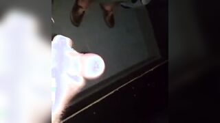 Mutual Jerk Off in a Sex Shop Video Booth: Big Cum Shot