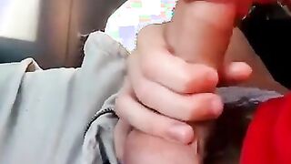 Sucking my buddy's big cock in the car
