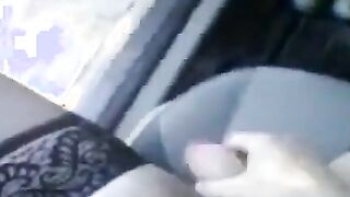 Crossdresser bear jerking off outdoors in nylons
