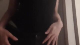 Sexy Italian girl massages her small breasts and pussy on webcam.