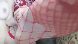 Tittenluder im Fischnetz Outfit hart geknallt