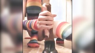 Crossdresser Femboy Rides Dildo and Jerks Off