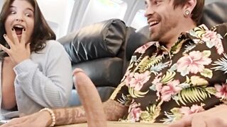 Naughty Girls LaSirena69 & Hazel Grace Go To The Back Of The Plane & Share Lucky's Co