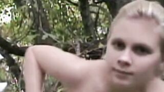 Blonde Amateur Masturbates Then Fucked Outdoors