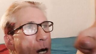 Cum-Splattered Glasses: Old-Young Blowjob