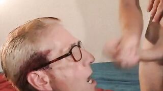 Cum-Splattered Glasses: Old-Young Blowjob